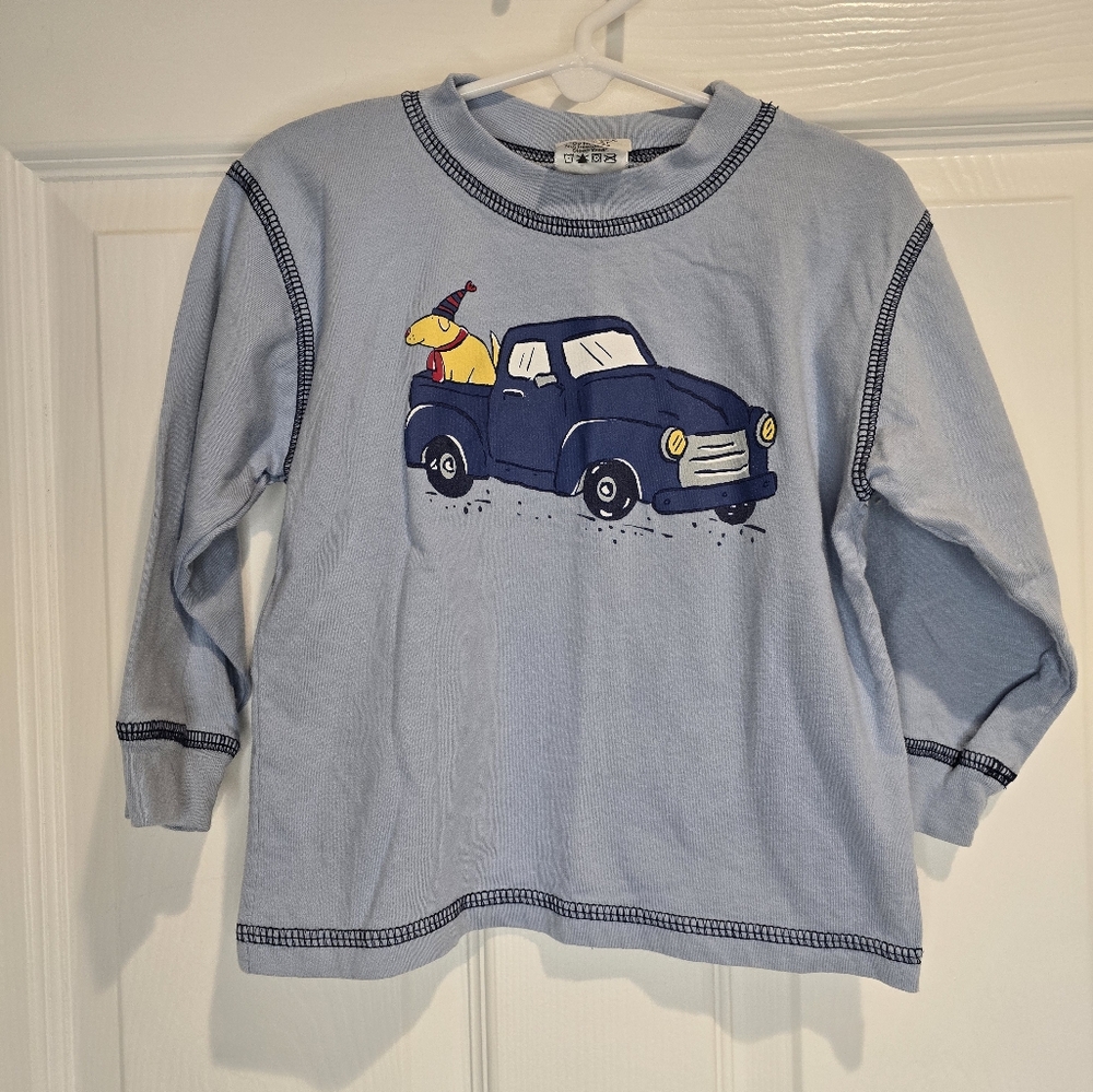 Mulberr Bush Blue Kids 2T long sleeved shirt with Dog and truck Design